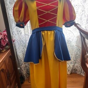 Theater Dress Red and Yellow with Puffy Sleeves
